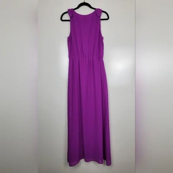 Cremieux Purple Sleeveless Bow Maxi Dress Size Medium - Picture 2 of 10